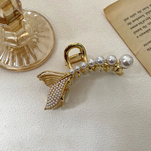 Pearl Zircon Fishtail Hairpin Clip High-End Hair Accessories