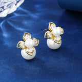 Irregular CZ Hollow Stud Earrings Women Wedding Party Jewelry