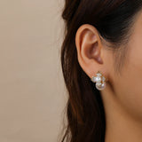 Irregular CZ Hollow Stud Earrings Women Wedding Party Jewelry