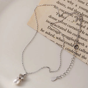 Sterling Silver Pearl Bell Pendant Necklace Hypoallergenic Jewelry