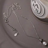 Sterling Silver Pearl Bell Pendant Necklace Hypoallergenic Jewelry