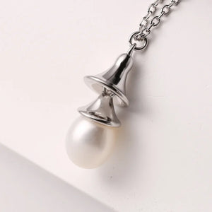 Sterling Silver Pearl Bell Pendant Necklace Hypoallergenic Jewelry