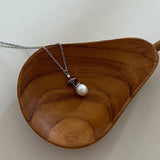 Sterling Silver Pearl Bell Pendant Necklace Hypoallergenic Jewelry