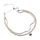 925 Sterling Silver Pearl Bracelet Double Layer Student Ins Japan Jewelry