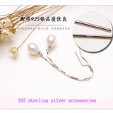 Freshwater Pearl Earrings 925 Sterling Silver Jewelry Long Dangle