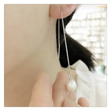 Freshwater Pearl Earrings 925 Sterling Silver Jewelry Long Dangle
