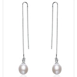 Freshwater Pearl Earrings 925 Sterling Silver Jewelry Long Dangle