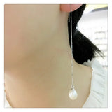 Freshwater Pearl Earrings 925 Sterling Silver Jewelry Long Dangle