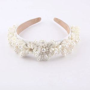 Pearl Flower Headband, Clear Wind Inlaid Pearl Flower Particles