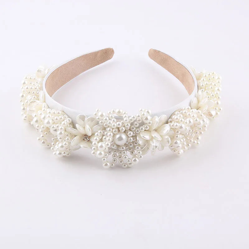 Pearl Flower Headband, Clear Wind Inlaid Pearl Flower Particles