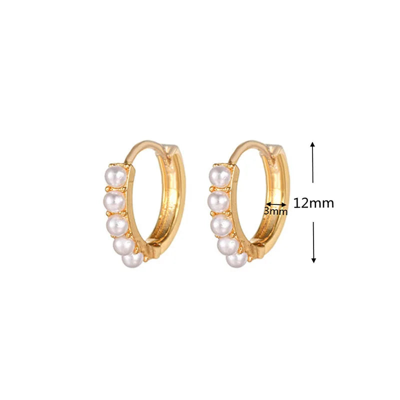 Pearl Huggie Hoop Earrings Small Dainty Jewelry