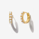Pearl Huggie Hoop Earrings Small Dainty Jewelry