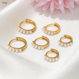 Pearl Huggie Hoop Earrings Small Dainty Jewelry