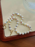 Spring and Rice Beads Pearl Choker Necklace