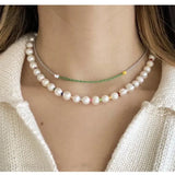 Spring and Rice Beads Pearl Choker Necklace