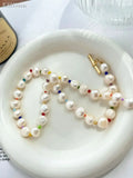 Spring and Rice Beads Pearl Choker Necklace