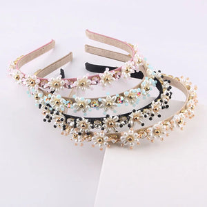 Particle Pearl Thin Strip Rhinestone Headband Accessories