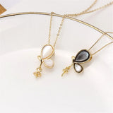 Gold-Plated Butterfly Mother Pearl Pendant Necklace