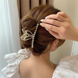 Pearl Rabbit Ears Hair Claw Girl's Metal Hair Crab Clip