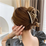 Pearl Rabbit Ears Hair Claw Girl's Metal Hair Crab Clip