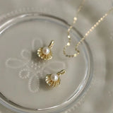 Pearl Shell Pendant Necklace 925 Sterling Silver Hypoallergenic Jewelry