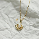 Pearl Shell Pendant Necklace 925 Sterling Silver Hypoallergenic Jewelry