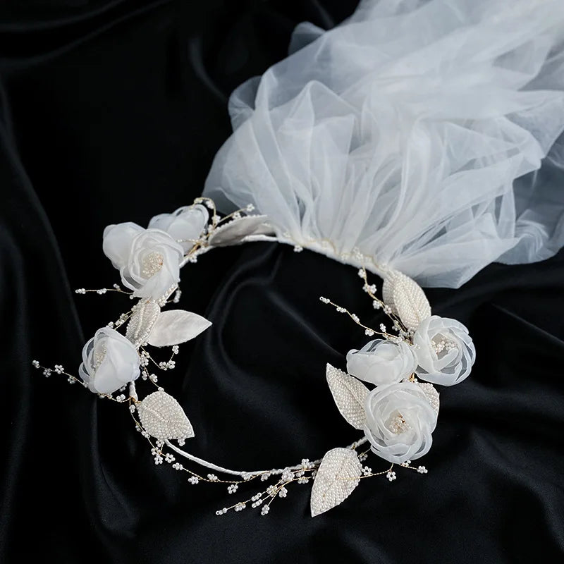 Pearls Beads Hair Combs Clips Floral Headpieces for Brides