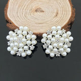 Pearls Rhinestone Cluster Button Wedding Embellishment 10 pcs