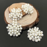 Pearls Rhinestone Cluster Button Wedding Embellishment 10 pcs
