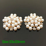 Pearls Rhinestone Cluster Button Wedding Embellishment 10 pcs
