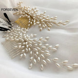 Pearls Hair Combs Metal Hairpins for Bride Wedding
