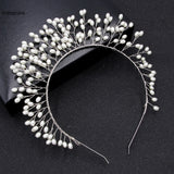 Pearls Headbands Gold/Silver Metal Hairbands for Bride Wedding