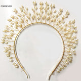 Pearls Headbands Gold/Silver Metal Hairbands for Bride Wedding