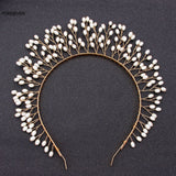 Pearls Headbands Gold/Silver Metal Hairbands for Bride Wedding