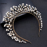 Pearls Headbands Gold/Silver Metal Hairbands for Bride Wedding