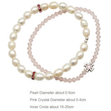 Pearls Pink Crystal Stretch Bracelet for Woman Jewelry Sets