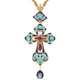 Orthodox Jesus Crucifix Pendant Enamel Necklace