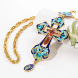 Orthodox Jesus Crucifix Pendant Enamel Necklace
