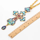 Orthodox Jesus Crucifix Pendant Enamel Necklace