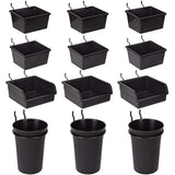 Pegboard Bins & Cups with Hooks 12 Pack
