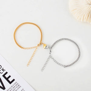 Stainless Steel Heart Magnet Couple Bracelets Men Women Attract Jewelry