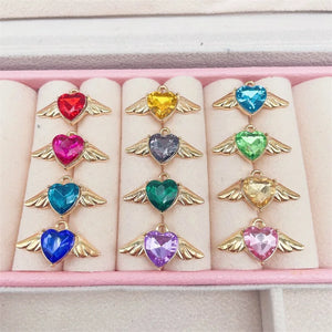 10Pcs Kpop Heart Wing Pendant Charms for DIY Jewelry Making