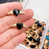 10Pcs Kpop Heart Wing Pendant Charms for DIY Jewelry Making
