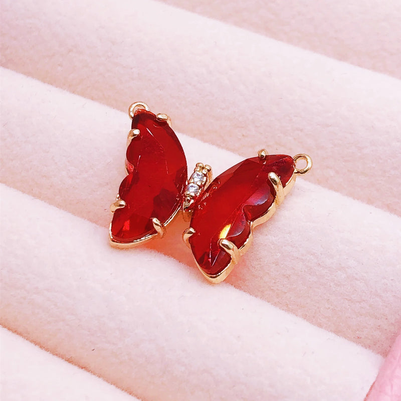 Peixin 4Pcs/Set Crystal Butterfly Pendant for Necklace DIY Jewelry Making