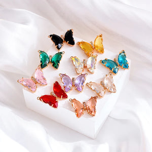 Peixin 4Pcs/Set Crystal Butterfly Pendant for Necklace DIY Jewelry Making