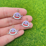 Pink Purple Cartoon Shark Charm Pendant, DIY Jewelry Making Supplies