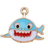 Pink Purple Cartoon Shark Charm Pendant, DIY Jewelry Making Supplies