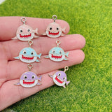 Pink Purple Cartoon Shark Charm Pendant, DIY Jewelry Making Supplies