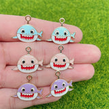 Pink Purple Cartoon Shark Charm Pendant, DIY Jewelry Making Supplies