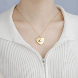 Heart Shaped Photo Box Necklace Peach Heart Pendant Chain Jewelry